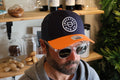 Crest X Mesh Washed Navy/Paradise Orange Trucker Brixton