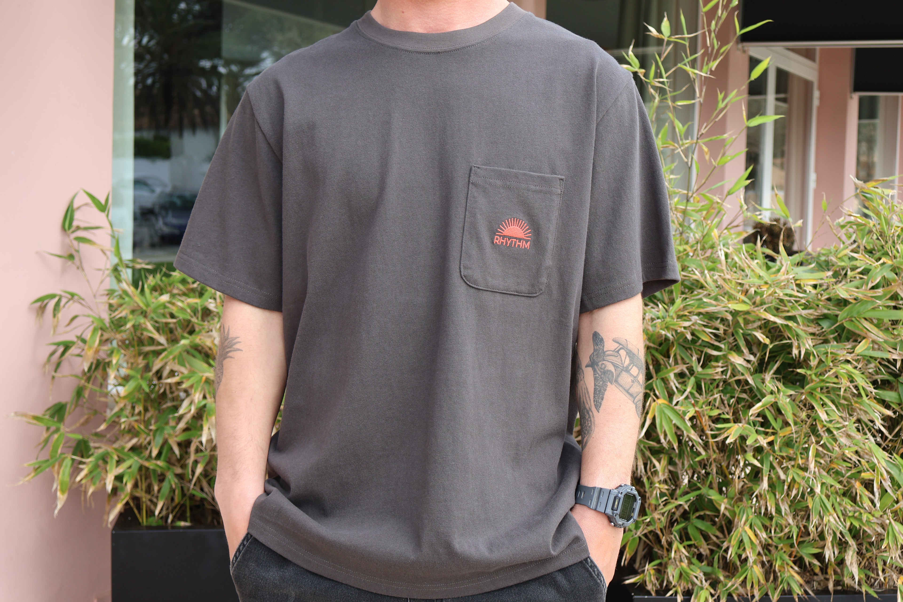 Heavy Vintage Pocket Emblem SS T-Shirt Charcoal